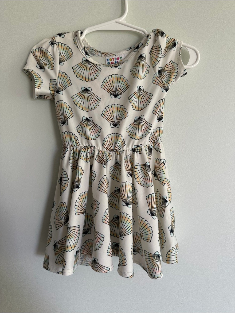 Dot Dot Smile White Rainbow Shell-Print Kids Dress Summer Beach Pool Sunshine